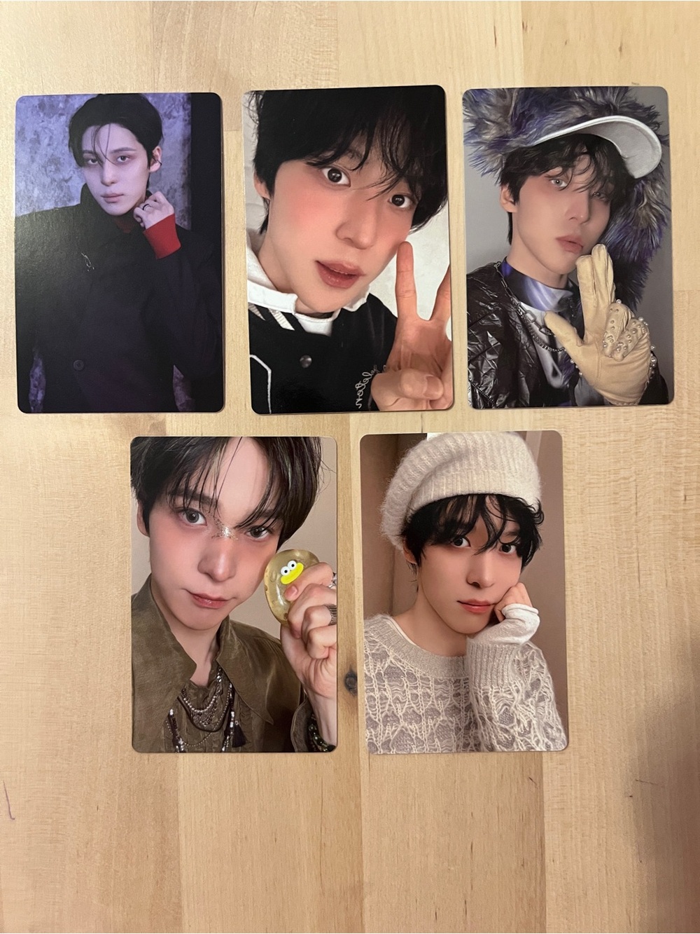 Set of five OFFICIAL Yunho of Ateez photocards (set # 4)